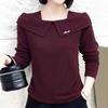 Una generación de 2025 principios de primavera nueva camiseta de hombro con manga larga para mujer top estilo extranjero color sólido comodín camisa base