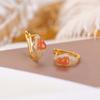 Un Ciervo Plata Esterlina S925 Chapado en Oro Jade Hetian Jaspe Borde Rojo Agua Calabaza Combinable Temperamento Aretes Clip Chinos