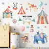 Pegatinas de Pared de Animales de Circo de Dibujos Animados Elefante Oso de Peluche Carpa Autoadhesivas Pintura Ponis Globos Pegatinas de Decoración de Pared