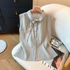 Camisa de Rayas sin Mangas para Mujer Verano 2025 Nueva Prenda Exterior Camisa Elegante de Alta Gama Chic Burgués Pequeño Francés Top