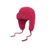 Sombrero Lei Feng Otoño e Invierno Protector de Orejas para Mujer, Circunferencia de Cabeza Grande, Sombrero Aviador con Cordón, Elegante y Cálido Sombrero de Punto de Felpa para Invierno