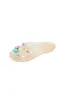Pantuflas de Cristal Florales, Punta Semi-Cerrada, Suela Suave, Sandalias Planas Casuales Cómodas, Zapatos Versátiles de Verano para Mujer, Para Estar en Casa