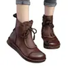 Botines planos de estilo étnico retro para mujer, nueva colección otoño/invierno 2026, modernos, de suela suave, versátiles, cómodos, de punta redonda, botines tipo mom
