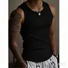 Camiseta sin mangas de retazos estilo americano para verano, ajustada para hombre, deportiva, para fitness, acanalada, de alto rendimiento, elástica, absorbente de sudor, transpirable