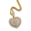 Producto Nuevo de Venta Caliente Transfronterizo Colgante de Corazón Completo de Diamante con Incrustaciones de Cobre Zirconia Collar con Forma de Corazón Hip-Hop Accesorios de Joyería Versátiles Unisex