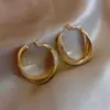 Pendientes de Aro Redondos Geométricos de Metal Minimalistas Franceses Luz de Lujo Gama Alta Moda Versátiles Pendientes Venta al por Mayor