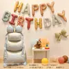 Set de Globos de Letras Feliz Cumpleaños Decoración de Escenario para Cumpleaños de Bebé de Un Año Pared de Fondo para Niños y Niñas