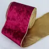 Navidad Más Vendida Transfronteriza Cinta de Tela de Terciopelo con Borde Dorado Decoración de Árbol de Navidad Cinta al por Mayor en Stock