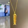 "Peixe todo ano" Novo Colar de Moedas dos Cinco Imperadores Peixinho Novo Estilo Chinês Moeda de Ouro Estilo Nacional Moda Corrente para Clavícula Versátil