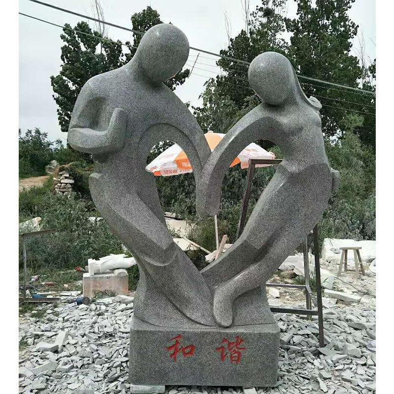 抽象人物亲情雕塑 广场牵手雕塑_看图王