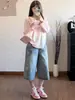 Jeans cropped estilo americano con bordado de mariposas para mujer, nuevo modelo verano 2026, shorts de corte holgado de longitud media para mujeres petite