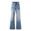 Calças pantalona retrô para homens, calças casuais largas de corte limpo, jeans modernos estilo hippie com lavagem degradê e desgastado