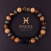 12 Pulseiras de Signos do Zodíaco Acessórios de Joalheria Transfronteiriços Capricórnio Touro Pedra Olho de Tigre Pedra Natural Pulseiras dos Doze Signos do Zodíaco