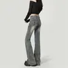 Calça jeans flare feminina, nova coleção primavera/outono, cintura alta, modelagem que emagrece, justa, perna afunilada, com design de laço e barra flare elástica
