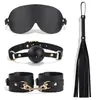Conjunto de Treinamento Erótico SM Máscara de Olho de PU Chicote Algemas Mordedor Bucal Conjunto de Treinamento para Escrava Feminina Provocação Bondage Dropshipping