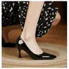 Zapatos de tacón alto color nude para mujer, tacones de aguja, nuevo modelo 2026 para primavera y otoño, charol, estilo francés, cómodos, punta fina, corte bajo, elegantes zapatos de salón