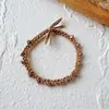 Pulsera Bonita de Goma Elástica con Pedrería para Mujer, Goma para el Cabello, Banda para el Cabello Trenzada Reforzada de Tres Líneas Estilo Bosque Macarrón