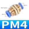 Conector Rápido Neumático Recto de Placa Pm10 Latón Pu6Mm Tráquea Tapón de Partición Pm8