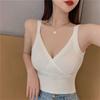Colete Tricot Básico de Verão Novo Produto Nicho Francês Elegante Slim-Fit Curto com Alças Finas Elásticas Top para Mulheres
