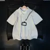 Camiseta Masculina de Verão Estilo Americano, Falsa Duas Peças, Com Studs, Desconstruída, Gola Polo, Manga Curta, Design Único, Peso Pesado e Estruturada, Manga Meia