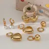 Pendientes de Acero Inoxidable con Colgante Redondo de Perla Corazón de Amor Simple Venta al por Mayor Comercio Exterior Transfronterizo Pendientes de Galvanoplastia al Vacío Más Vendidos para Mujeres