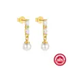 Pendientes Colgantes de Estrella de Ocho Puntas con Forma de Corazón Lisos de Plata de Ley S925 Pendientes Simples con Incrustaciones de Diamantes y Perlas Diseño Geométrico Hueco
