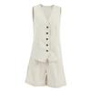 Conjunto de Chaleco sin Mangas de Algodón y Lino y Pantalones Cortos para el Trabajo Estilo Commute Conjunto de Dos Piezas para Mujer Moda Europea y Americana Primavera y Verano 2026
