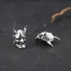 Pendientes Vintage de Calavera Hannya Pendientes de Máscara Punk Gótica de Moda para Hombres Plata Tailandesa de Imitación Accesorios para Orejas de Halloween Desgastados