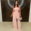 C7800 Transfronterizo 2026 Nueva Moda Femenina Elegante Top Tubo Ceñidor de Cintura Pantalones de Pierna Ancha de Cintura Alta Conjunto para Viajes y Cena