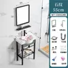 Lavabo de pie para balcón sin taladro, Lavabo cerámico de baño integrado con soporte de acero inoxidable engrosado