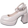 Zapatos Rojos de Tacón Alto para Mujer, Zapatos de Boda, Zapatos Mary Jane Retro Franceses, Tacones Gruesos, Plataforma Impermeable, Zapatos Cómodos, Al por Mayor