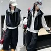 Nuevo conjunto casual de otoño para niñas: sudadera con capucha, chaleco de cuadros con solapa, pantalones cargo con bolsillos, conjunto de tres piezas, pantalones largos para estudiante