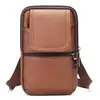 Bolsa de Cintura Masculina Transfronteiriça Europeia e Americana Bolsa para Celular em Couro Genuíno Bolsa de Cintura Masculina Retro Usar Cinto de Couro Bolsa Suspensa de Cintura em Couro Bovino