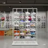 Coluna com Luzes Display Rack Loja Loja de Tênis Esportivos Rack de Exibição de Sapatos Ilha Fixa Rack de Exibição de Prateleiras Suporte de Sapatos Comercial