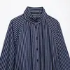 Ropa europea y americana transfronteriza para mujer ZA moda otoño e invierno versátil a rayas cuello alto cordón cintura ceñida camisa corta para mujer
