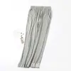 Pantalones de Pijama Finos de Verano para Mujer al por Mayor, Pieza Única, Largo de Nueve Puntos, Corte Holgado, Tallas Grandes, con Bolsillos, Pantalones de Casa Transpirables