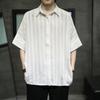 Camisa holgada a rayas de talla grande para hombre, nueva moda de verano 2022, camisa de manga corta de moda china para hombre, venta al por mayor