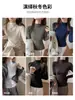 Nuevo Top Base de Lana Blanco de Cuello Alto para Mujer, Sensación de Alta Gama, Forro Polar Cepillado, Top Simple Estilo Coreano