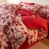 Juego de cuatro piezas de algodón cepillado grueso para otoño e invierno Algodón clase A Sábanas de cama Funda de edredón Juego de tres piezas Ropa de cama textil para el hogar de Nantong