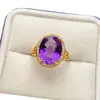 Anillo de Amatista Natural al por Mayor de Fábrica Plata S925 Incrustado Piedra Principal 10*13 Joyería de Lujo Venta Directa de Fábrica