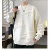 Suéter de color liso estilo nicho nuevo 2024 para hombre otoño e invierno suéter chaqueta casual holgado de nicho una generación de pelo