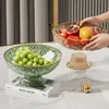 Plato de frutas de lujo ligero, nuevo, de aspecto elegante, con patrón de diamantes, plato de dulces, para sala de estar, mesa de centro, aperitivos, frutas secas, pata alta, escurridor