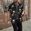 Comercio Electrónico Transfronterizo Camisa de Manga Corta para Hombre Calavera Atuendo de Halloween Camisa Personalidad Marca de Moda Fuente de Fábrica Venta al por Mayor