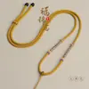 Corda de pescoço com nó da sorte ajustável e segura, tecida à mão, com pingente de ágata de jade e cristal, para homens e mulheres