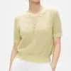 Direto da Fábrica Pequenos Lotes Personalização Gola Redonda Texturizado Vazado Manga Curta Malha Primavera Verão Estilo Fino E-commerce Transfronteiriço Roupas Femininas