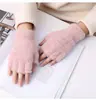 Guantes de Invierno sin Dedos con Cubierta abatible, Cálidos y Engrosados, con Piel Sintética de Visón, Guantes Versátiles Casuales para Estudiantes para Escribir con Cubierta