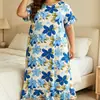 Aliexpress Bata de Noche para Mujer Tallas Grandes Europeas y Americanas Ropa de Casa Camiseta de Manga Corta Estampado Floral Ropa Casual para el Hogar Pijama