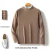 Nuevo Estilo Otoño e Invierno Suéter 100% Lana para Hombre, Cuello Redondo, Color Sólido, Suéter Básico, Casual de Negocios, Talla Grande, Suéter de Cachemira Tejido, Moderno