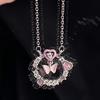 Qixi Qiu mordeu seu coração com uma pedra ~ colar feminino ins doce rosa amor clavícula cadeia luz luxo nicho temperamento feminino