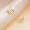 S999 plata de ley corazón aretes correspondientes para mujer pequeños frescos dulces costura hueco doble corazón amor joyería para la oreja al por mayor